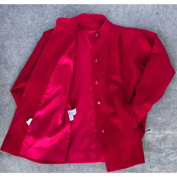 Vintage 1970's‎ Wool Red Jacket, button up, Size 6 M - Picture 14 of 16